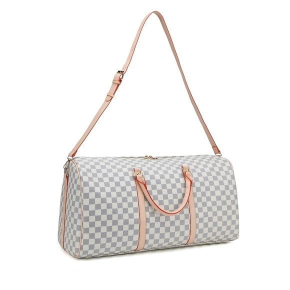 Stylish Checkered Bag - Beige and White - Picture 3 of 13